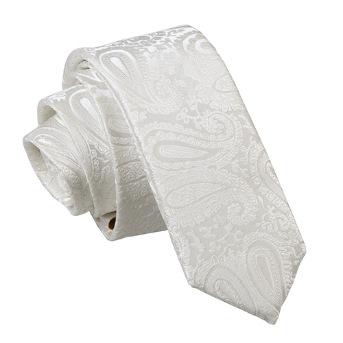 Paisley Skinny Tie - Ivory