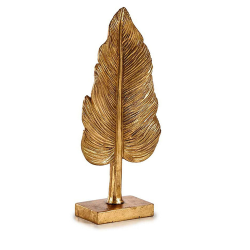 Decorative Figure Feather 6,5 x 32,5 x 14 cm Golden Resin