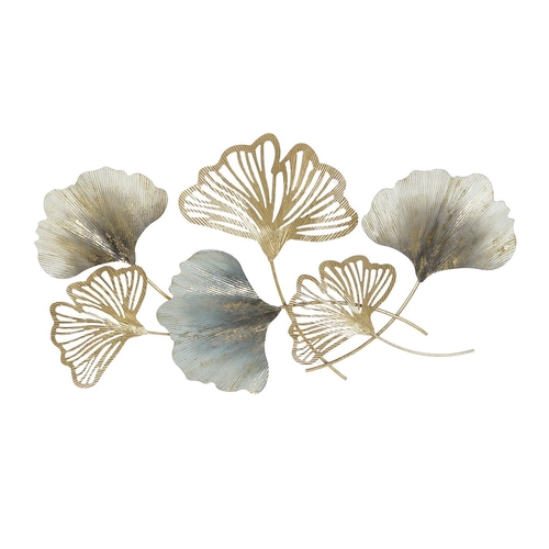 Wall Decoration DKD Home Decor Grey Golden Metal Modern Leaf of a