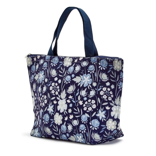 DARK BLUE FLOWER TOTE BAG