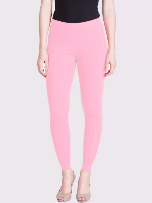 Women's  Ankle Length Ethnic Wear Legging  (Baby Pink, Solid) Size L