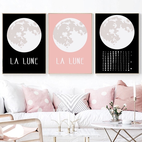 Modern Moon Phase Space Landscape Wall