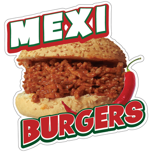 SignMission D-DC-8 Mexi Burgers19 8 in. Decal Concession Stand Food Tr