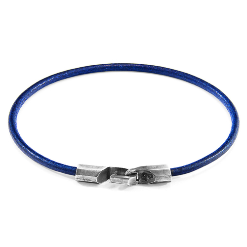 Azure Blue Talbot Silver & Leather Bracelet