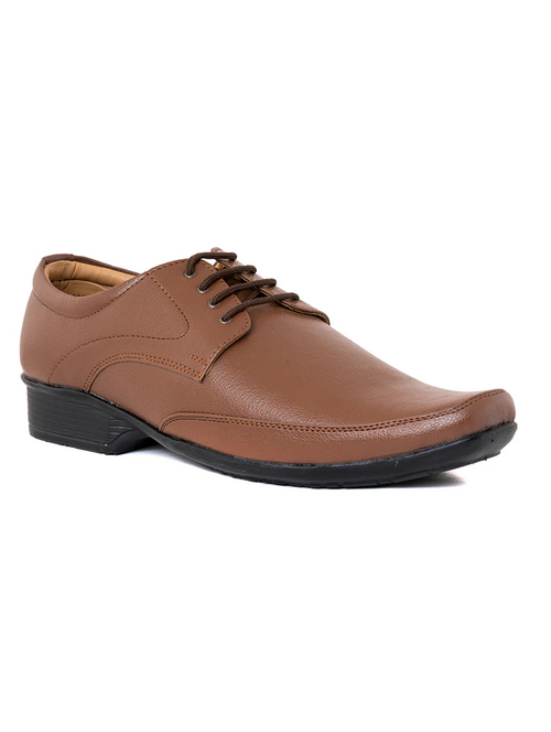Men Stylish Solid Tan Lace-Up Derby (Size-UK-8) (Color-TAN)