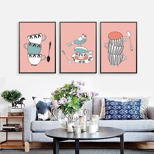 Pink Abstract Coffee Cup Canvas Painting
