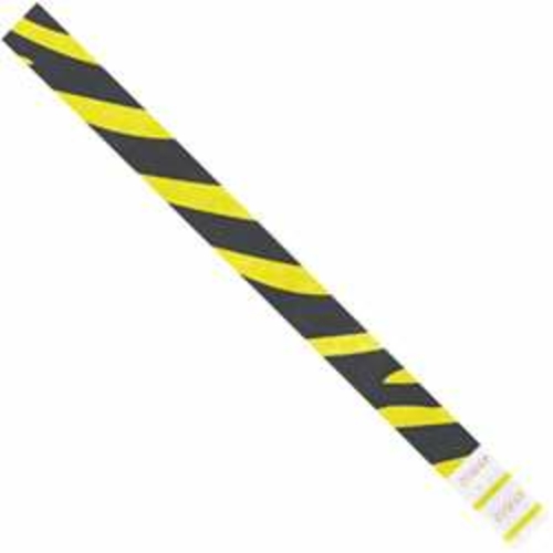 Tyvek WR108YE 0.75 x 10 in. Yellow Zebra Stripe Wristbands - Case of 5