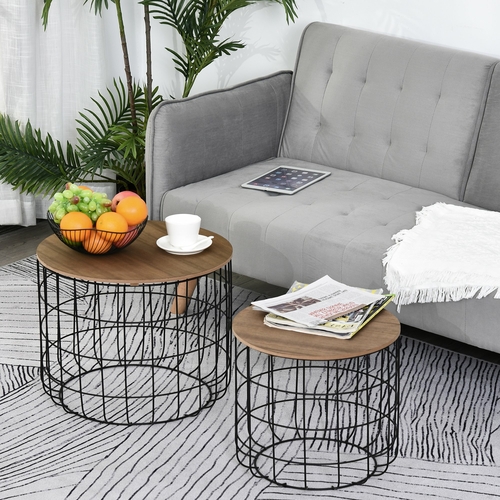 HOMCOM 2 Piece Coffee Table Set with a Retro Industrial Style, Extra