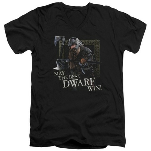 Trevco Lor-The Best Dwarf Short Sleeve Adult V-Neck 30-1 Tee- Black - 