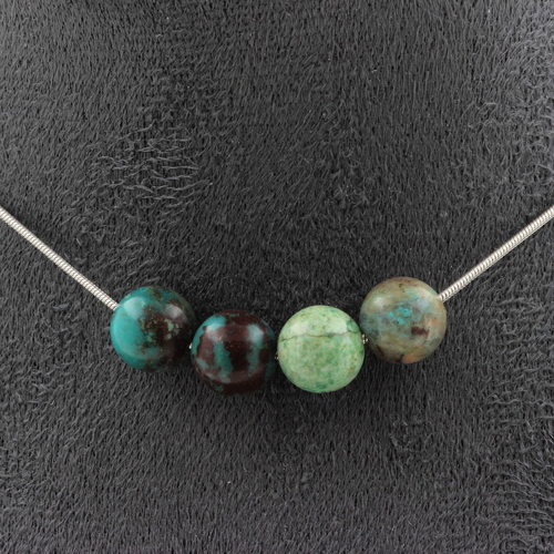 Chrysocolla from Namibia quality 7A 8 mm 4 beads necklace.