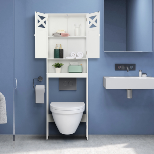 Bathroom Double Door Fork Toilet Cabinet 