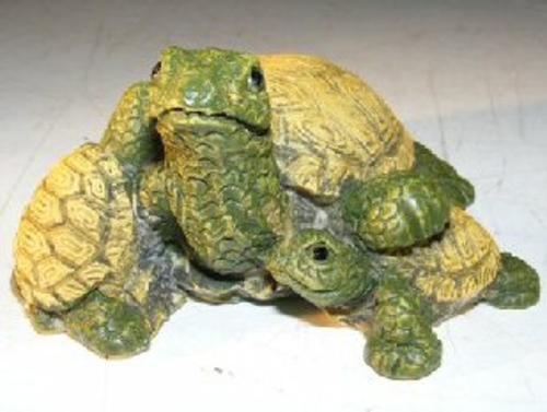 Miniature Turtle FigurineThree Turtles - One climbing on Back