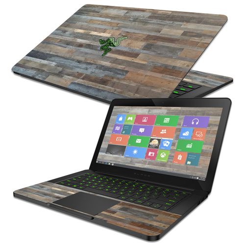 MightySkins RABL14-Gray Wood Skin for 14 in. 2014-2017 Razer Blade&#44