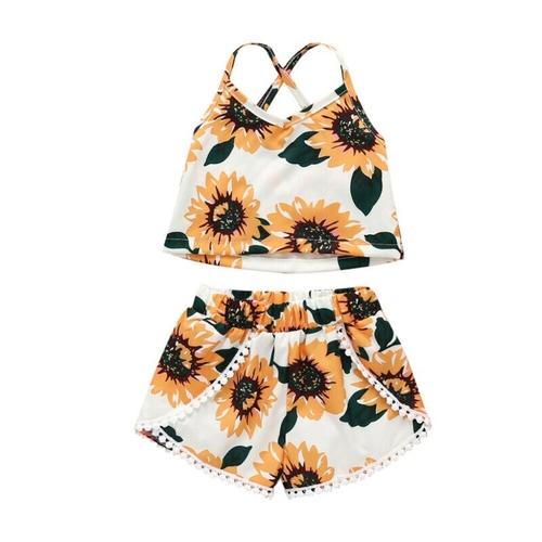 0 3Years Toddler Kids Baby Girls Sunflower Clothes