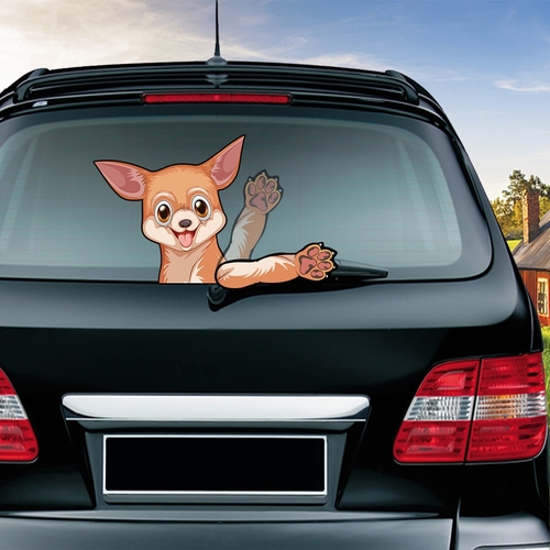 Shiba Inu Waving Wiper Decals PVC Car Styling Rear