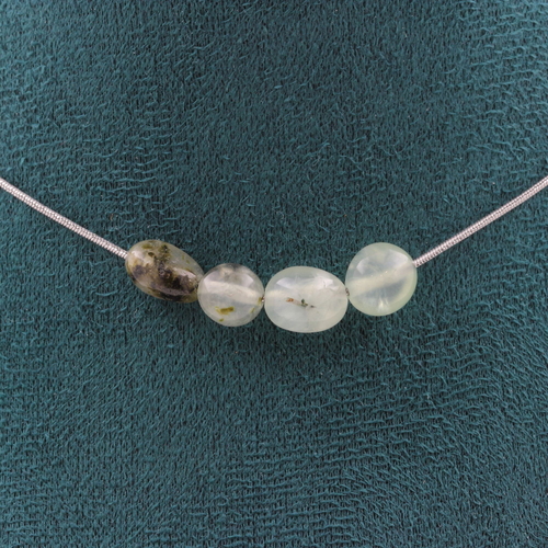 Prehnite from Canada 4 beads necklace.