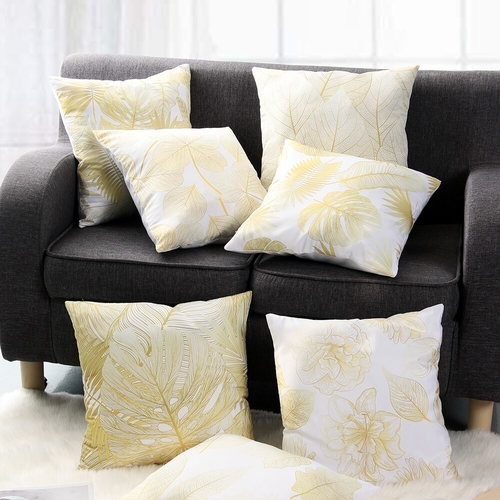 1PC 45*45cm Household Golden Flowers Leaves Pillow