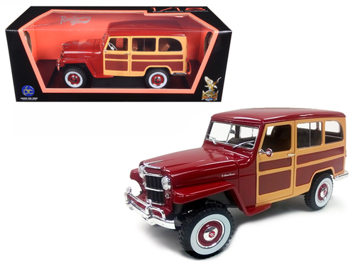 1955 Willys Jeep Station Wagon Burgundy 1/18 Diecast Model Car by Road