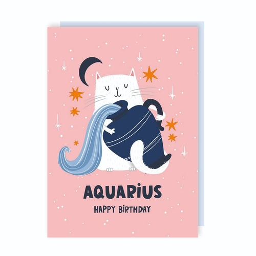 Aquarius Zodiac Sign Birthday Card (Pack of 6)