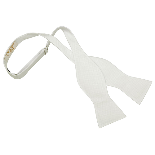 Solid Check Self-Tie Bow Tie - White
