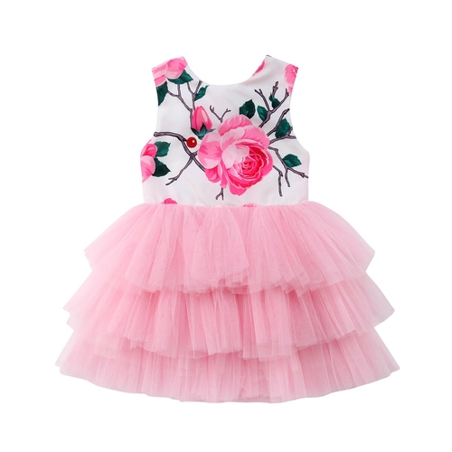 Newborn Kid Baby Girls Floral Tulle Backless