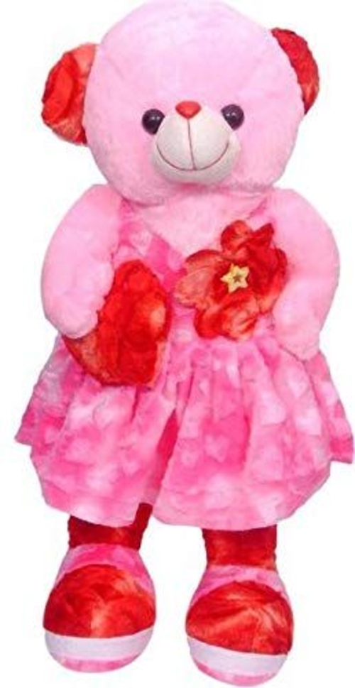 Cute Plush Toys Pink Fur Teddy - 15 inch (Pink)