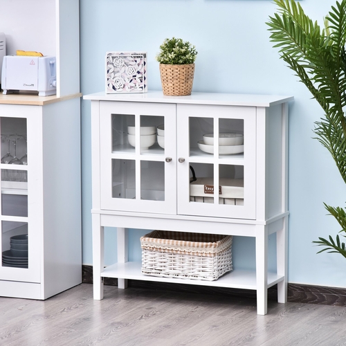 HOMCOM Modern Sideboard Buffet Cabinet Wood Console Table with Glass