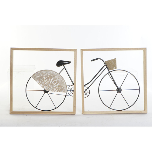 Wall Decoration DKD Home Decor Black Bicycle Metal MDF Wood (80 x 2.5