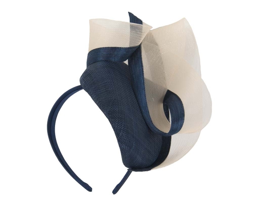 Tall navy & nude pillbox fascinator