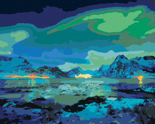 Paint by Numbers - AURORA BOREALIS OVER THE MOUNTAINS