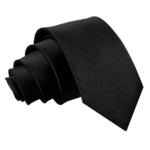 Plain Satin Classic Tie - Boys - Black