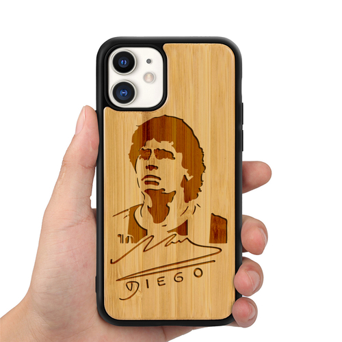 Memorialize Diego Maradona Wood iPhone Case