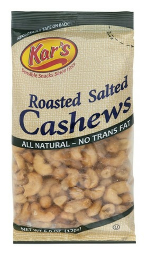 Kars Nuts 1670 6 oz Salted Cashews - pack of 12