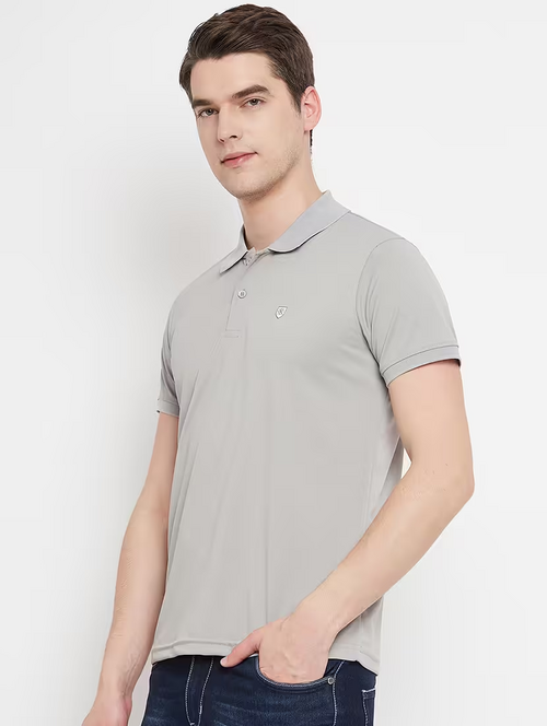 Men's solid cotton polo t-shirt (Size-M) (Color-GREY)