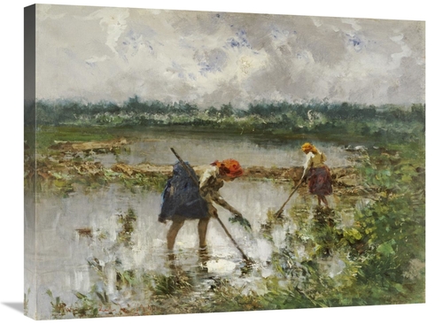 Global Gallery GCS-268284-30-142 30 in. Women at Work in Rice Fielda A