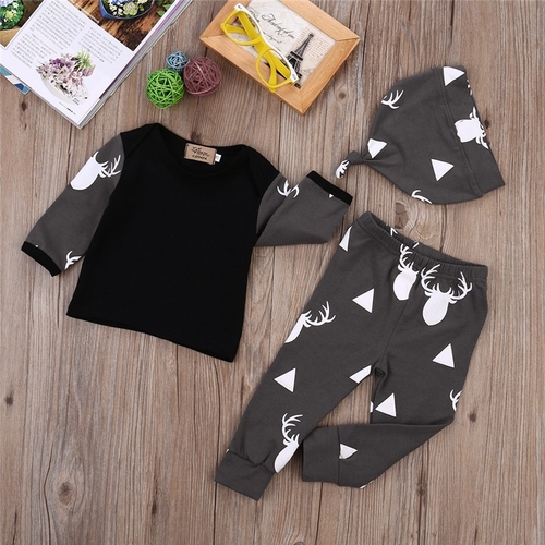 Boy Winter Cartoon Pajamas Set  Baby Girl Deer