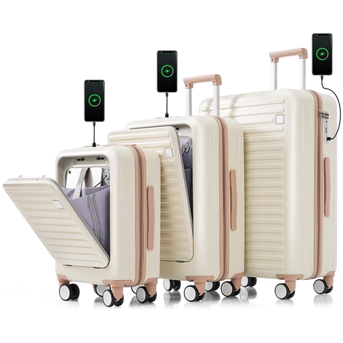 Luggage Set of 3, 20, 24, 28inch with USB Port, 20, 24inch with front