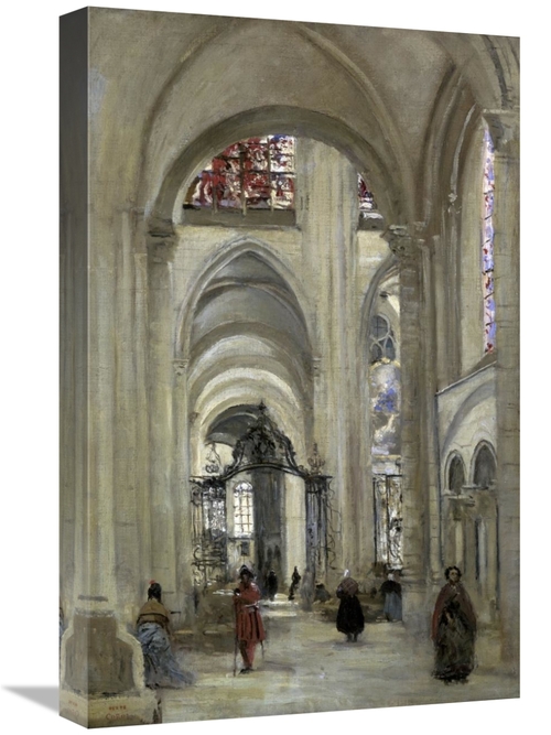 22 in. Interior of the Sens Cathedral Art Print - Jean-Baptiste-Camill