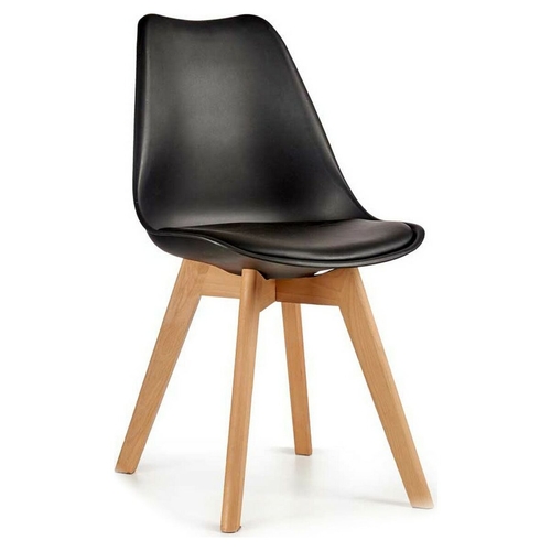 Dining Chair Black Light brown Wood Plastic (48 x 80 x 60 cm)