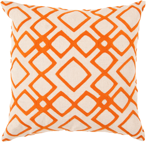 Surya COM015-2222 Geo Diamond Pillow Cover - Cream & Bright Orange - 2
