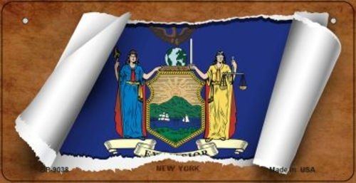 Smart Blonde BP-9038 3 x 6 in. New York Flag Scroll Novelty Metal Bicy