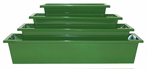 8625E SA S-4 Enameled Galvanized Rectangular Planters, Sage - Set 