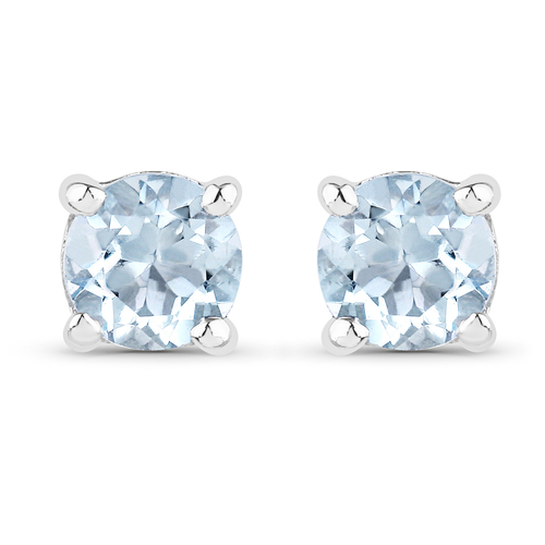 0.44 Carat Genuine Aquamarine .925 Sterling Silver Earrings