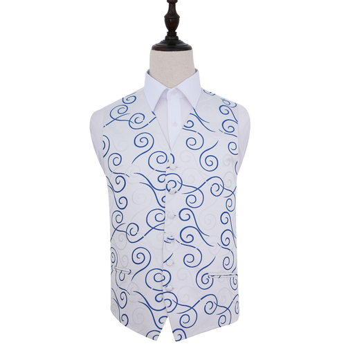 Scroll Waistcoat - Silver & Royal Blue, 36'