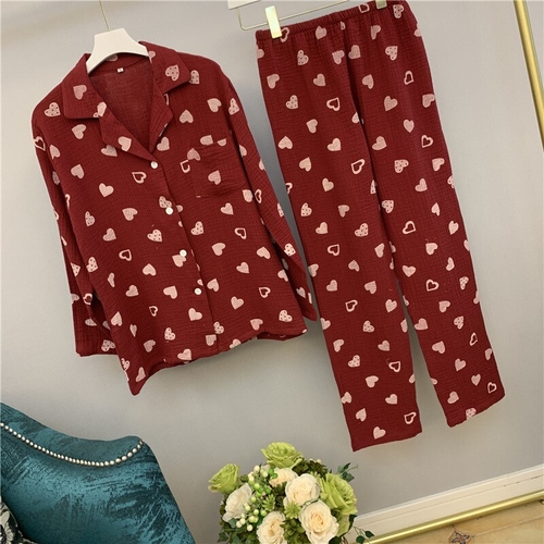 Autumn Winter Cotton Pajamas Two Piece Plus