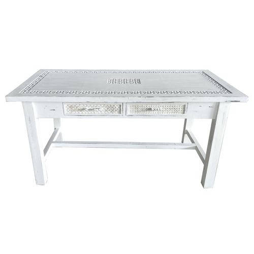 Dining Table DKD Home Decor White Wood Iron 160 x 80 x 80 cm