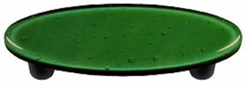 Hot Knobs HK1022-POB Dark Forest Green Oval Glass Cabinet Pull - Black