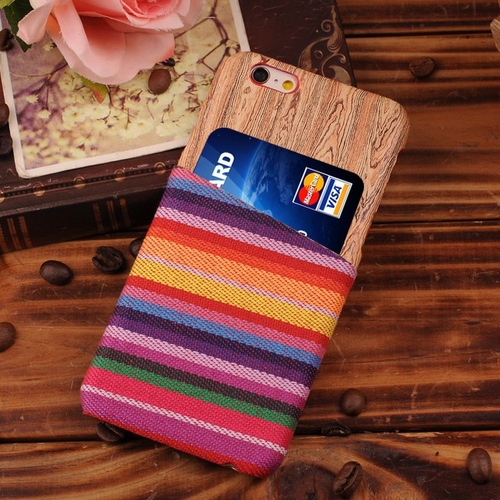 Wood Grain Canvas iPhone Card Case