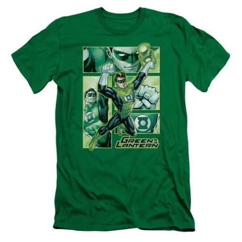 Trevco Jla-Green Lantern Panels Short Sleeve Adult 30-1 Tee, Kelly