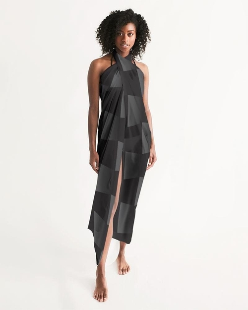 Sheer Black Squared Swimsuit Cover Up